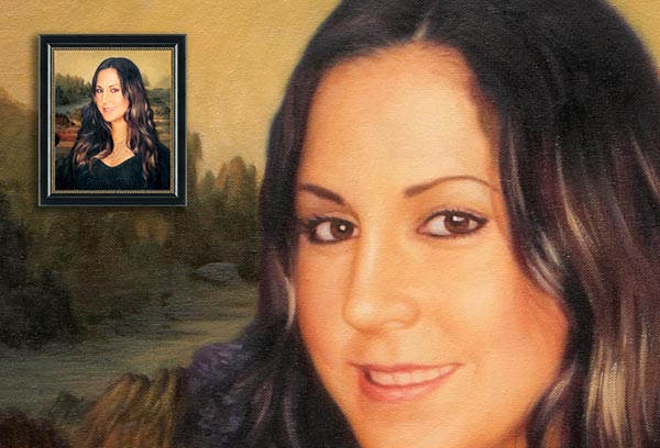 Lady Portrait with Mona Lisa Background