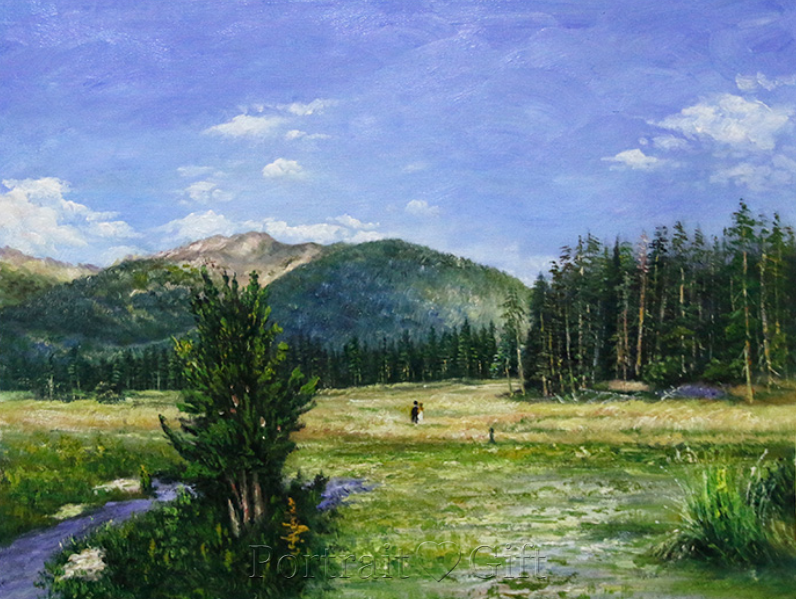 Countryside Scenery near Mountains