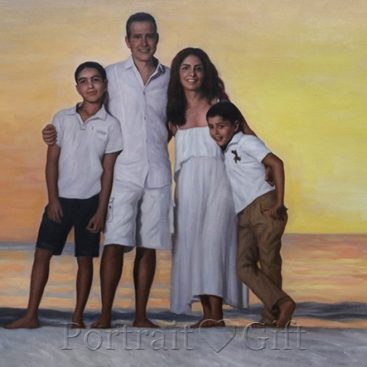 Family Oil Painting on Canvas