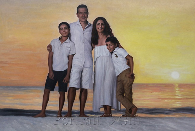 Family Oil Painting on Canvas