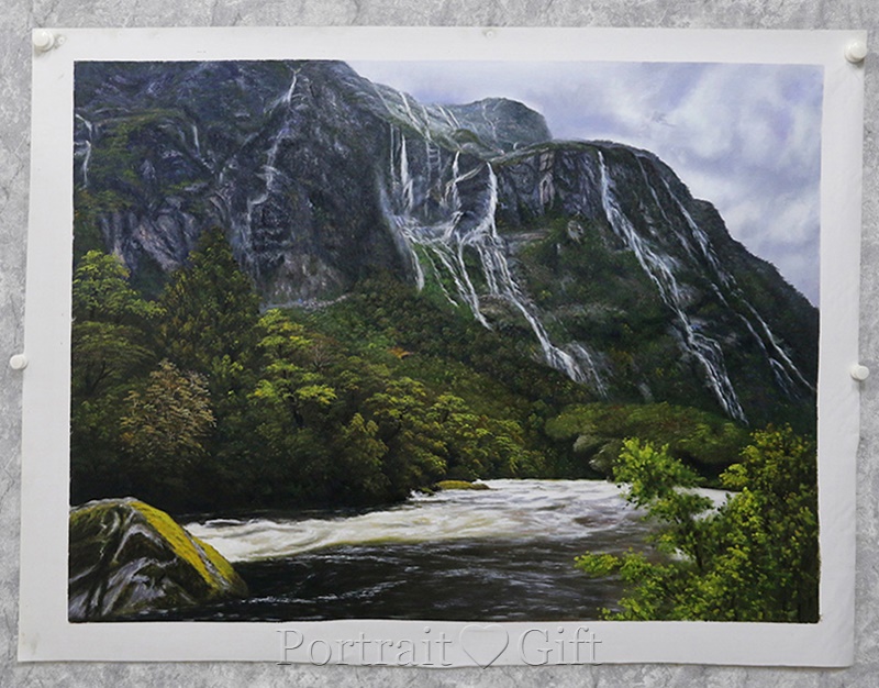Waterfall Landscape Oil Painting 2
