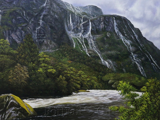 Waterfall Landscape Oil Painting