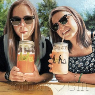 Girls Drinking Juice