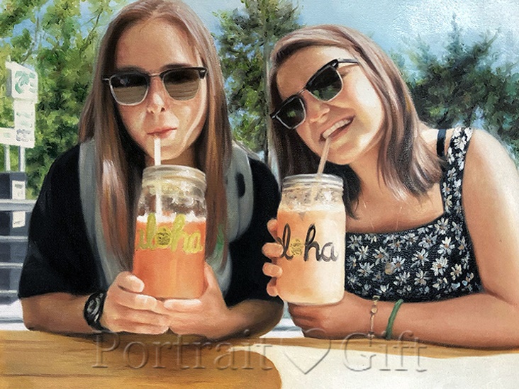 Girls Drinking Juice