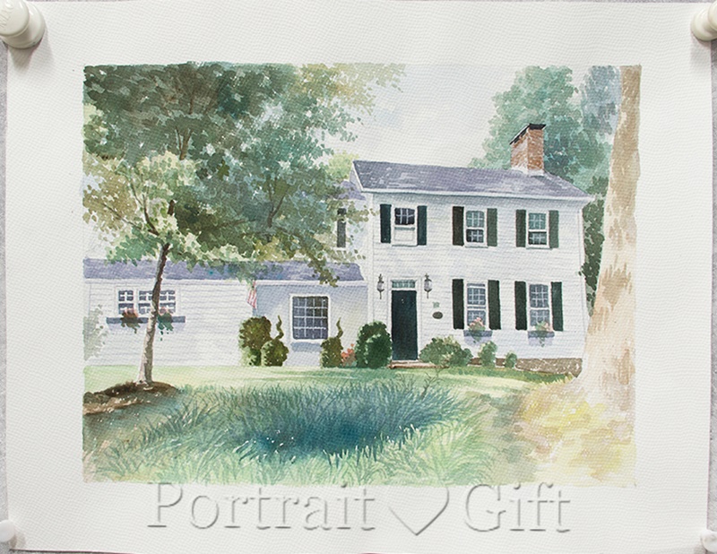 House Around Trees Watercolor 2