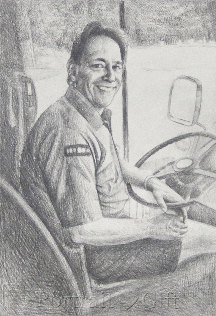 Male Driver Pencil Sketch