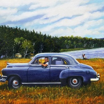 Man Driving Near a Lake