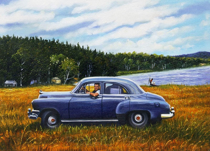 Man Driving Near a Lake
