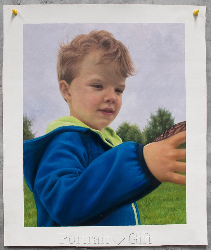 Little Boy Wearing a Blue Coat