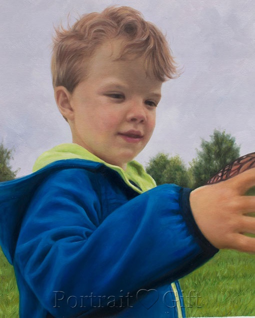 Little Boy Wearing a Blue Coat