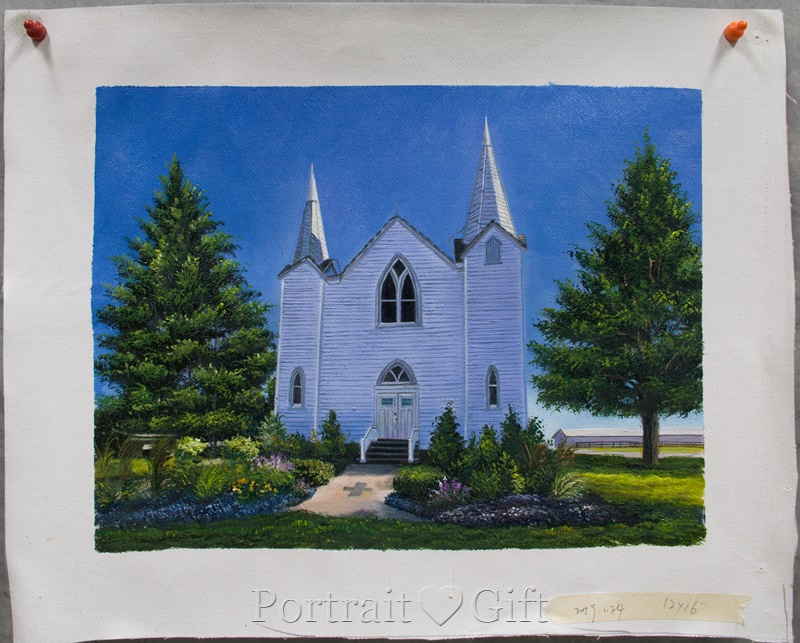 White Church Near Pine Trees 2
